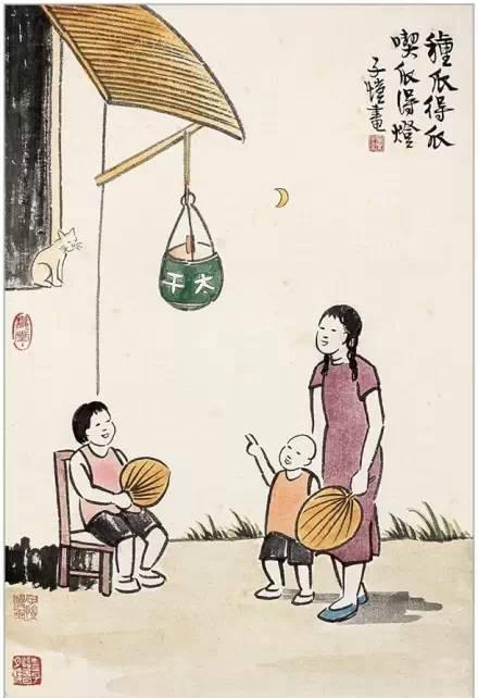 丰子恺吃瓜图,一幅吃瓜图背后的生活情趣